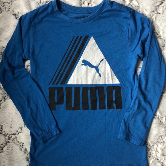 Bright Blue Puma Logo Graphic L/S Tee Size S - Picture 2 of 4
